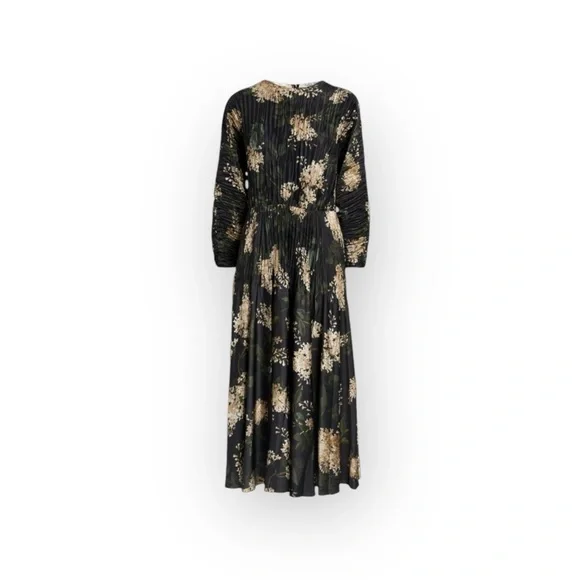 Vince ❀ Lilac Floral Micro Pleated Midi Dress ❀ Coastal Blue Floral Print ❀ Sml